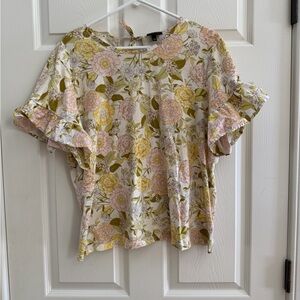 Who What Wear Floral Blouse with Ruffle Sleeves. Perfect for spring!